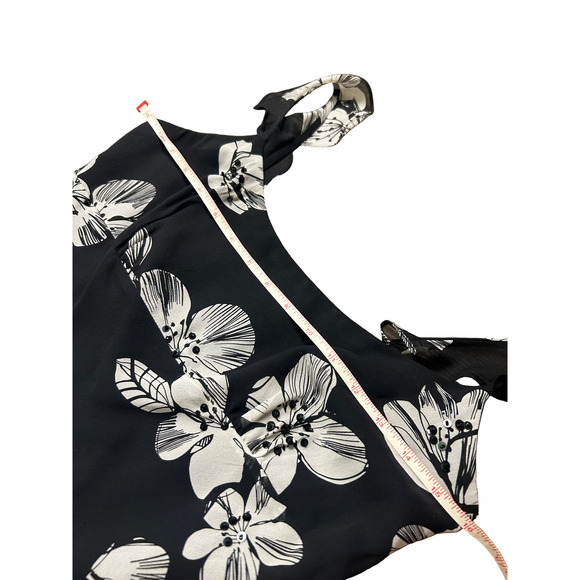 Vintage Kelly and Diane Silk Mini Dress Black White Beaded Floral Size 2 - Picture 5 of 7